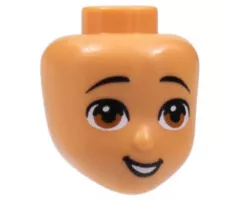 Mini Doll, Head Friends with Black Eyebrows, Reddish Brown Eyes, Open Smile with Teeth Pattern