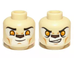 Minifigure, Head Dual Sided Alien Chima Lion with Bright Light Orange Eyes and Dark Brown Nose, Closed Mouth / Open Mouth Pattern (Laval)