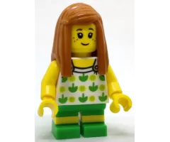 Beachgoer - Girl, Top with Apples and Green Legs with Yellow Stripes