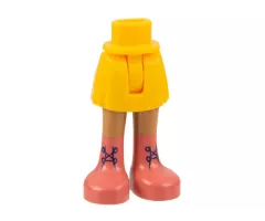 Mini Doll Hips and Skirt with Molded Medium Nougat Legs and Printed Coral Boots with Dark Blue Laces Pattern - Thin Hinge