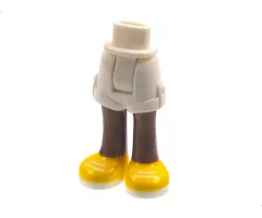 Mini Doll Hips and Shorts with Medium Brown Legs and Yellow Shoes with White Soles and Laces Pattern - Thick Hinge