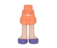 Mini Doll Hips and Shorts with Light Nougat Legs and Dark Purple Shoes Pattern - Thick Hinge