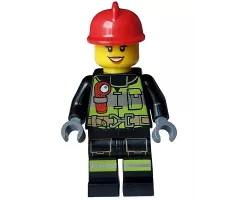 Fire - Female, Reflective Stripes with Utility Belt and Flashlight, Red Fire Helmet
