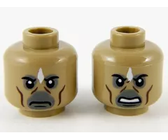Minifigure, Head Dual Sided Alien White Diamond, Cheek Lines, Neutral / Angry Pattern