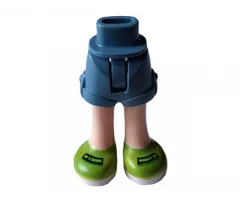 Mini Doll Hips and Shorts Folded Hem with Molded Light Nougat Legs and Printed Lime Shoes with Black Buckles and White Soles Pattern - Thin Hinge
