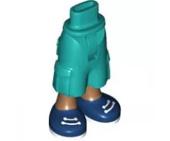 Mini Doll Hips and Trousers Cropped Large Pockets with Molded Medium Nougat Legs and Printed Dark Blue Shoes with White Laces and Soles Pattern - Thin Hinge