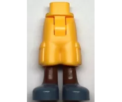 Mini Doll Hips and Trousers Cropped Large Pockets, Reddish Brown Legs, Sand Blue Shoes Pattern - Thick Hinge