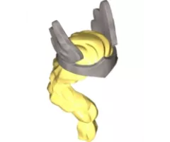 Minifigure, Hair Female Long Braid over Right Shoulder with Molded Flat Silver Winged Diadem Pattern