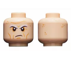 Minifigure, Head White Eyebrows, Forehead Lines, Wrinkles, Scowl Pattern