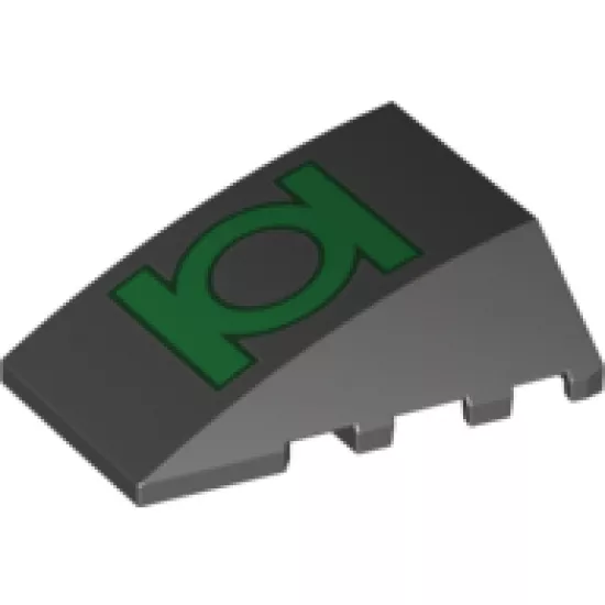 Wedge 4 x 4 No Studs with Green Lantern Logo Pattern