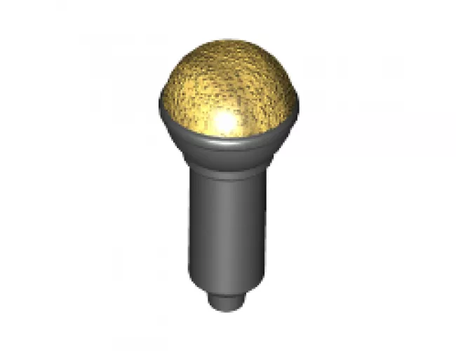 Minifigure, Utensil Microphone with Metallic Gold Top Half Screen Pattern