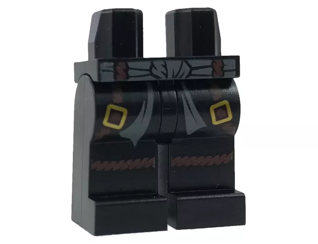 Hips and Legs with Dark Bluish Gray Sash and Dark Brown Belts with Gold Buckles and Dark Brown Rope Knee Wraps Pattern