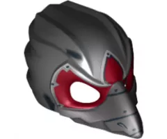 Minifigure, Headgear Mask Bird (Raven) with Silver Beak and Dark Red Markings Pattern