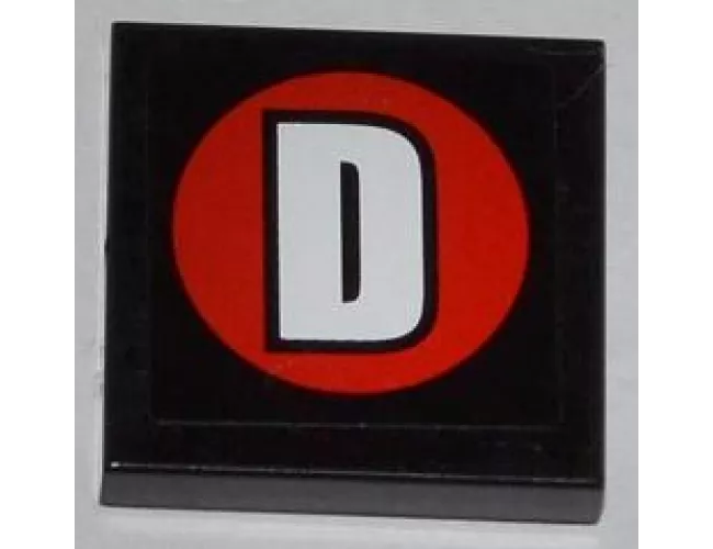 Tile 2 x 2 with White Capital Letter D on Red Circle Pattern (Sticker) - Set 76005