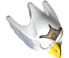 Minifigure, Headgear Mask Bird (Eagle) with Yellow Beak, Gold Tiara and Medium Blue Feathers Pattern
