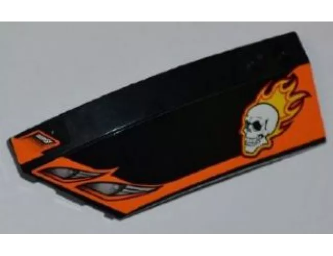 Wedge 8 x 3 x 2 Open Left with Headlights, Skull and Yellow Flames Pattern (Stickers) - Set 7971