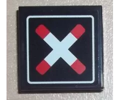 Tile 2 x 2 with Crossed Bars (Train Crossing) Pattern (Sticker)
