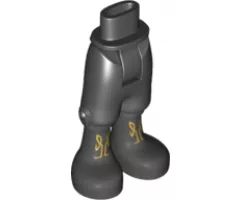 Mini Doll, Legs with Hips and Trousers Cropped, Pearl Dark Gray Boots with Gold Laces Pattern