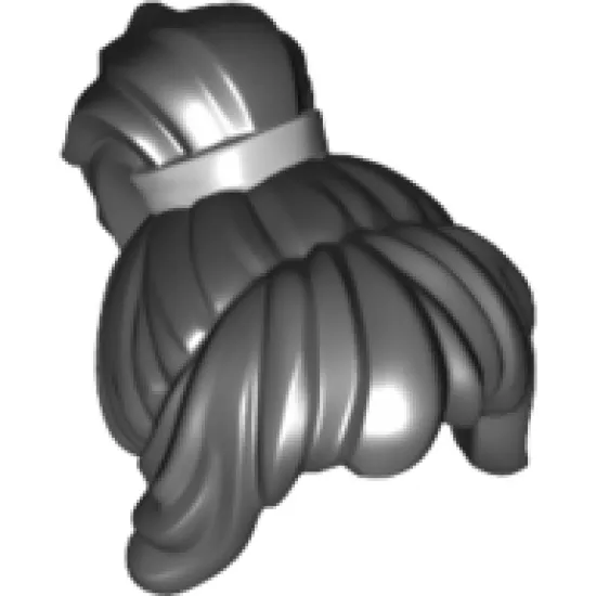 Minifigure, Hair Female Wavy Ponytail with Long Bangs and Silver Band Pattern