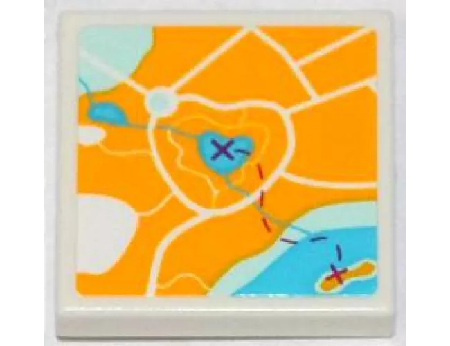 Tile 2 x 2 with Map Heartlake City Pattern (Sticker) - Set 3063