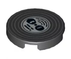 Tile, Round 2 x 2 with Vinyl Record with Black Heads with Glasses Pattern