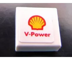 Tile 1 x 1 with Shell Logo and 'V-Power' Pattern (Sticker) - Set 30190