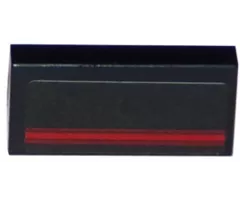 Tile 1 x 2 with Red Stripe on Black Background Pattern (Sticker) - Set 75870