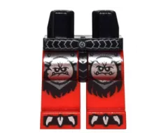 Hips and Red Legs with Silver Belt, Round Monster Face Emblems and Claws and Black Fur Pattern