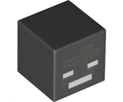 Minifigure, Head, Modified Cube with Minecraft Wither Face Pattern