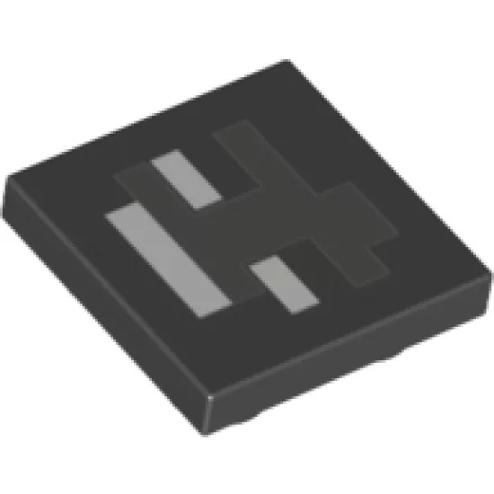 Tile, Modified 2 x 2 Inverted with Pixelated Dark Bluish Gray and White Pattern (Minecraft Wither Face)