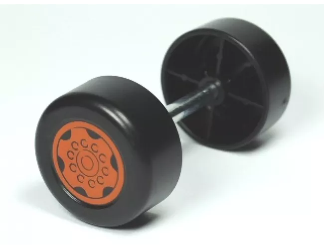 Duplo, Vehicle Wheel Double Assembly with Metal Axle and Dark Orange Sport Pattern