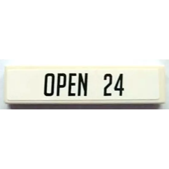 Tile 1 x 4 with Black 'OPEN 24' Pattern (Sticker) - Set 8154