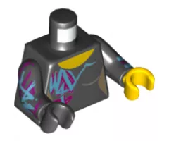 Torso Female Purple and Medium Azure Markings Pattern / Black Arm Left with Wyldstyle Cuff / Black Arm Right with Purple and Blue Markings / Yellow Hand Left / Black Hand Right