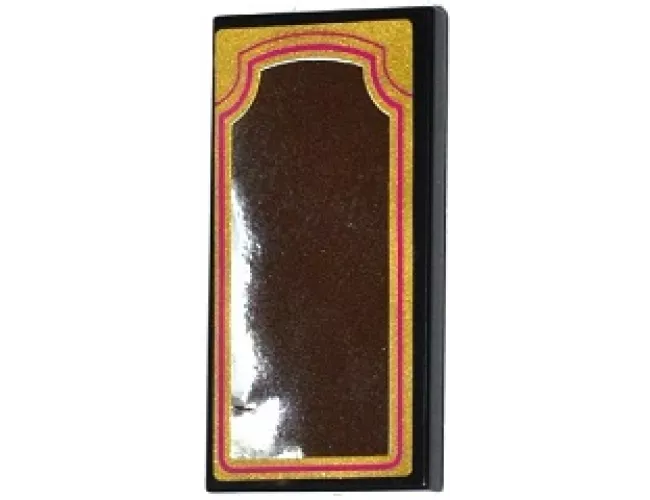 Tile 2 x 4 with Mirror with Gold and Magenta Frame Pattern (Sticker) - Set 41104