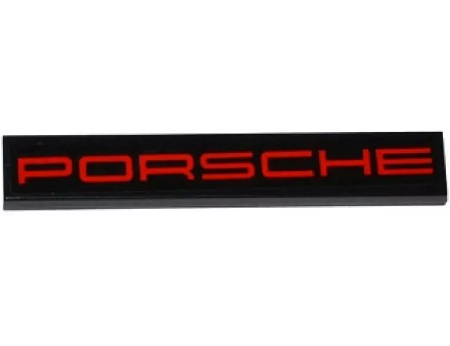 Tile 1 x 6 with Red 'PORSCHE' on Black Background Pattern (Sticker) - Sets 75876 / 75887 / 75888 / 75912