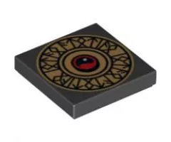 Tile 2 x 2 with Gold Heroica Shield with Anglo-Frisian Runes Logogram (Heroica Heroica Heroica) Pattern