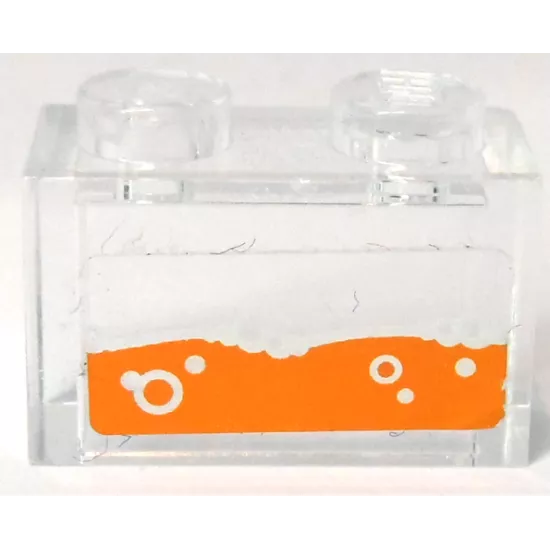 Brick 1 x 2 without Bottom Tube with Orange Water and Bubbles Pattern (Sticker) - Set 70317