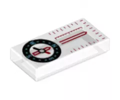Tile 1 x 2 with Compass and Red Scale Pattern