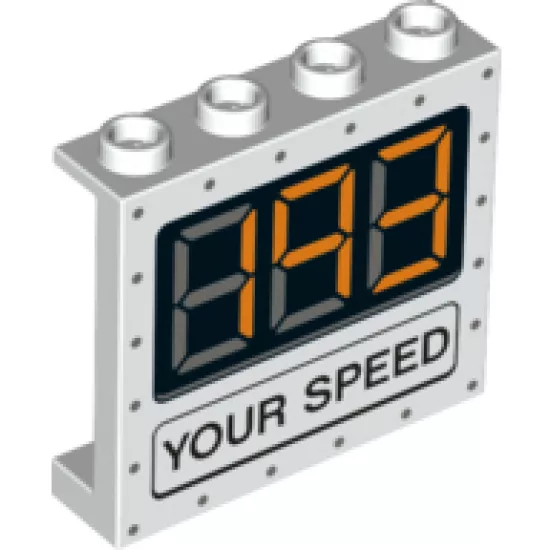 Panel 1 x 4 x 3 with Side Supports - Hollow Studs with '193' and 'YOUR SPEED' Pattern