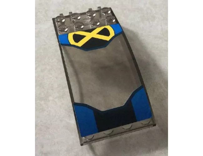 Windscreen 8 x 4 x 2 Curved with Locking Dual 2 Fingers with Yellow 'X' and Black and Blue Background Pattern (Stickers) - Set 76022