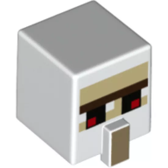 Minifigure, Head, Modified Cube Tall with Raised Rectangle and Minecraft Iron Golem Dark Tan Mouth Pattern