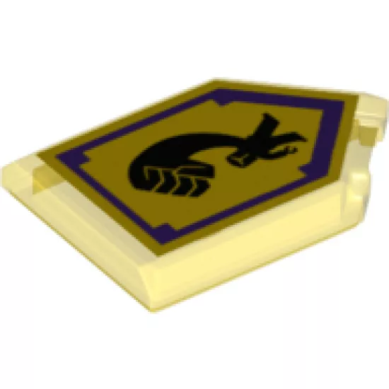 Tile, Modified 2 x 3 Pentagonal with Nexo Power Shield Pattern - Mightiness