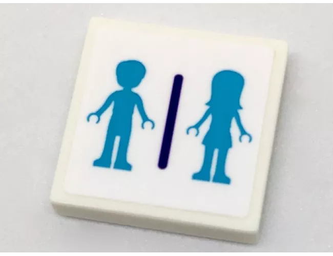 Tile 2 x 2 with Medium Azure Mini Doll Male and Female Silhouettes Dressing Room Pattern (Sticker) - Set 41313