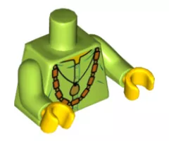 Torso Shirt with Gold Pendant and Bead Necklace Pattern / Lime Arms / Yellow Hands