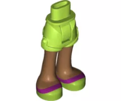 Mini Doll, Legs with Hips and Shorts, Medium Nougat Legs and Magenta Stripe on Lime Sandals Pattern