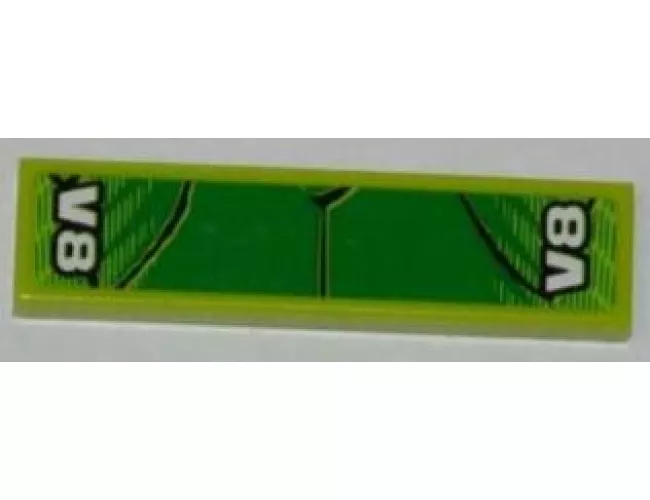 Tile 1 x 4 with Scales and 'V8' on Both Ends Pattern (Sticker) - Set 8231