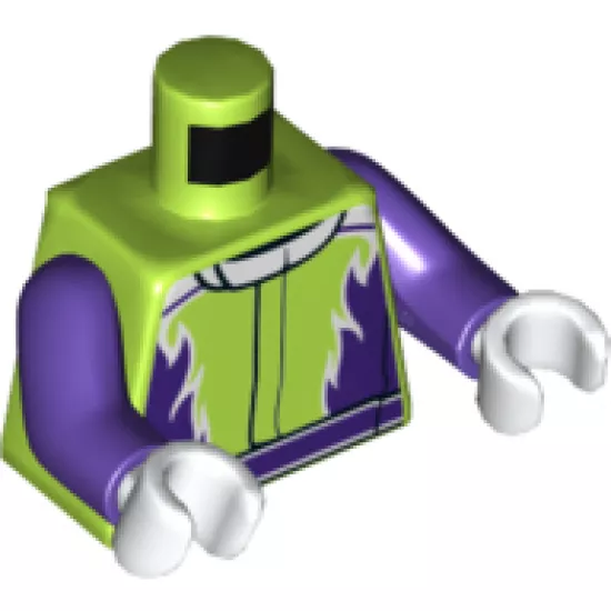 Torso Jacket with Dark Purple Flames and Belt Pattern / Dark Purple Arms / White Hands