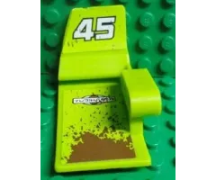 Technic, Panel Car Mudguard Right with 'YUBIHAMA' and '45' on Lime Background on Inside Pattern (Stickers) - Set 8492