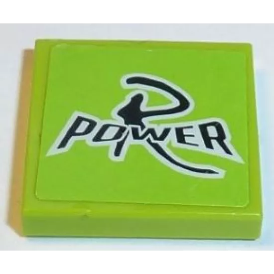 Tile 2 x 2 with Black 'R POWER' on Lime Background Pattern (Sticker) - Set 8152