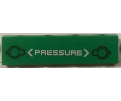 Tile 1 x 4 with Black Filler Caps, White Arrows and 'PRESSURE' Pattern (Sticker) - Sets 70704 / 70705
